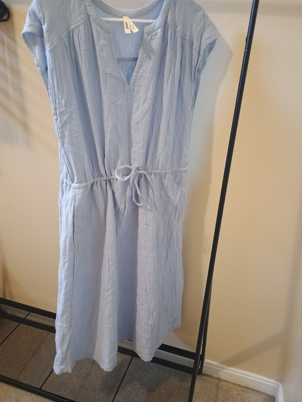 Pact Light Blue Drawstring Midi Dress